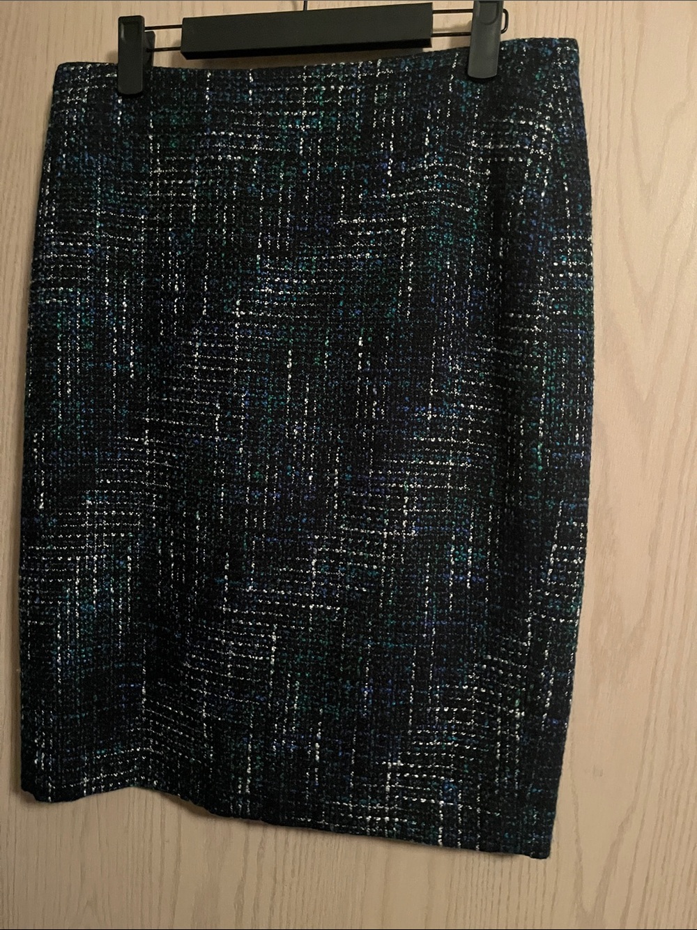 Womens Navy Multicolor Tweed Pencil Skirt